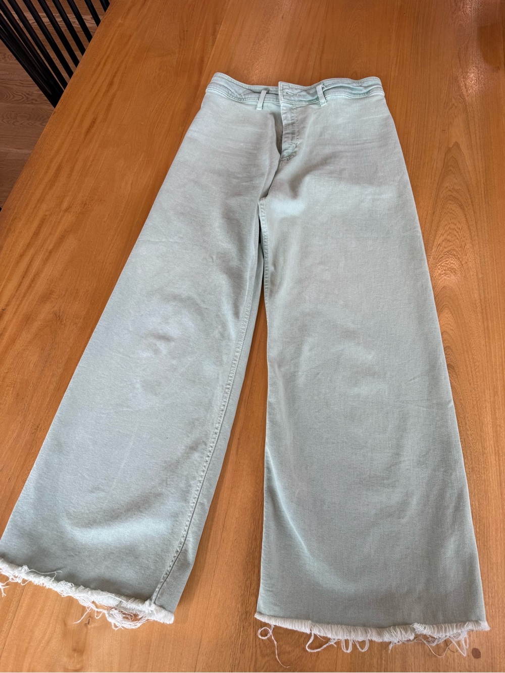 Zara Wide Leg Flare Jeans in Sage Green